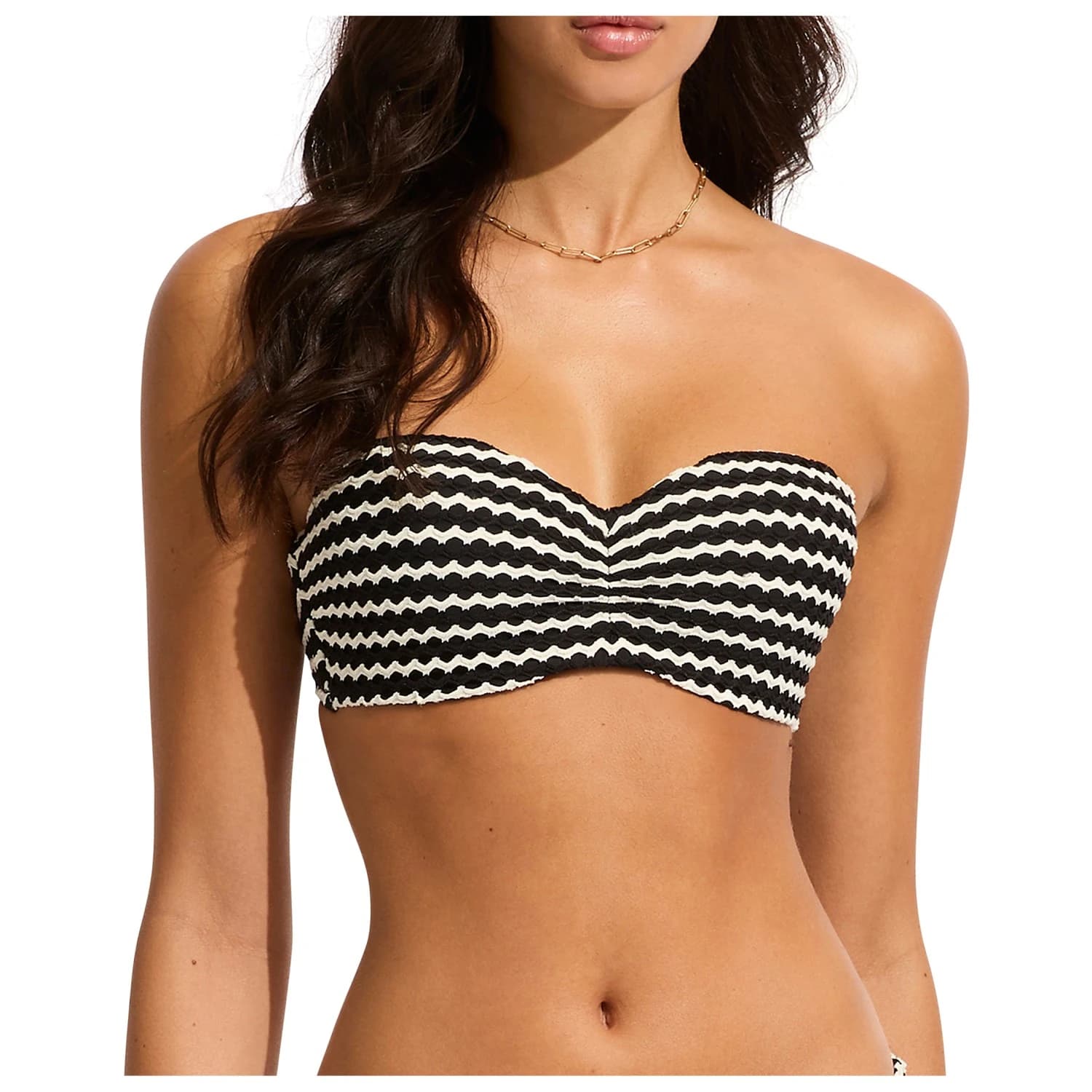 Дамско бикини горнище Seafolly Women's Mesh Effect Bustier Bandeau Bikini top - Black