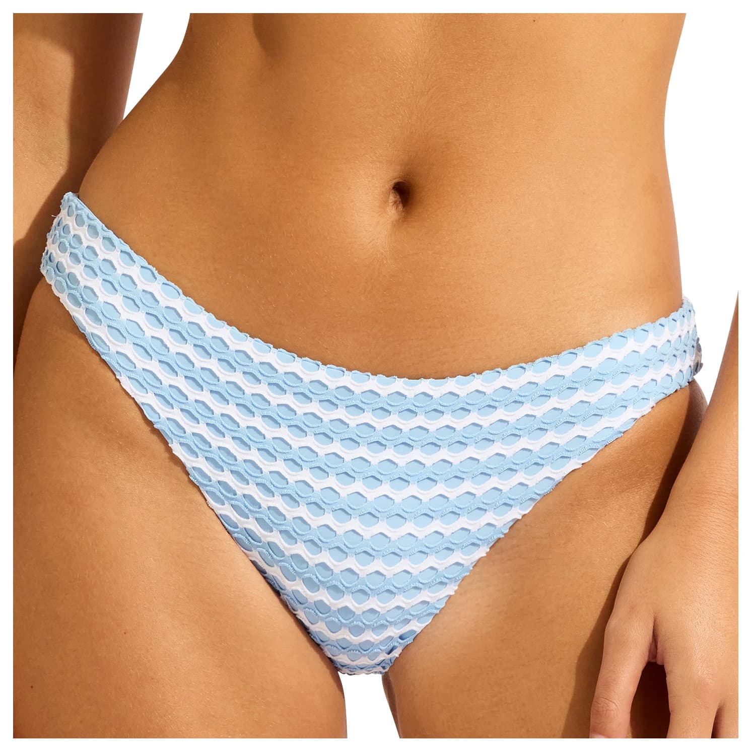 Дамско бикини долнище Seafolly Women's Mesh Effect Hipster Pant Bikini bottom - Powder Blue / White