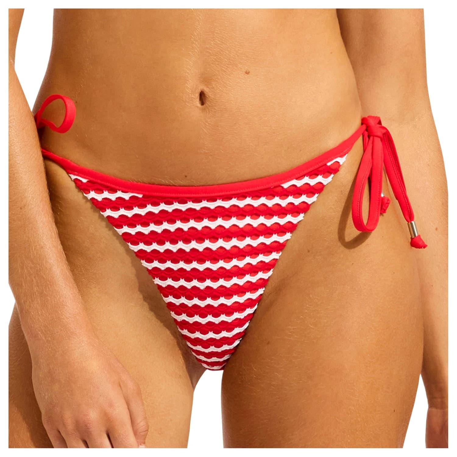 Дамско бикини долнище Seafolly Women's Mesh Effect Tie Side Rio Pant Bikini bottom - Chilli Red / White