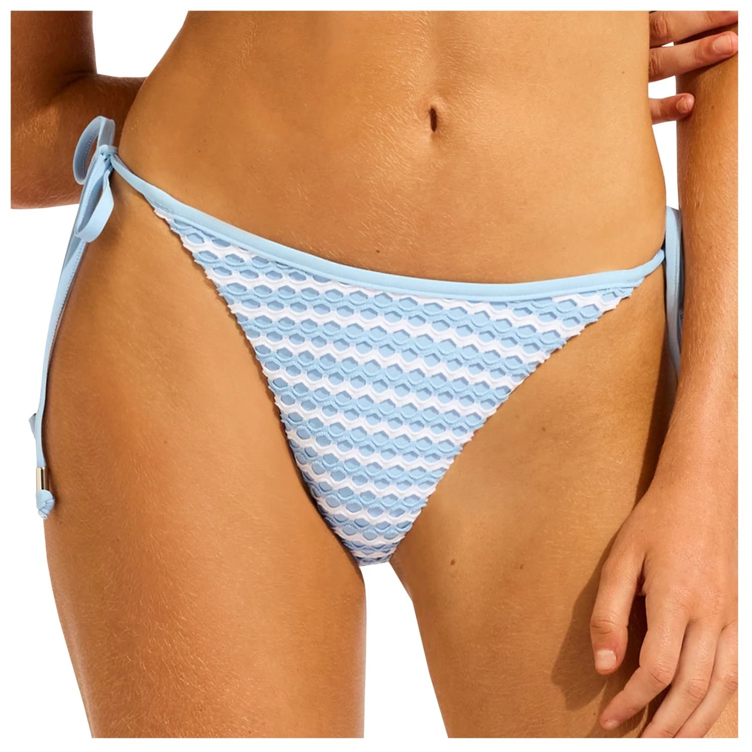 Дамско бикини долнище Seafolly Women's Mesh Effect Tie Side Rio Pant Bikini bottom - Powder Blue / White