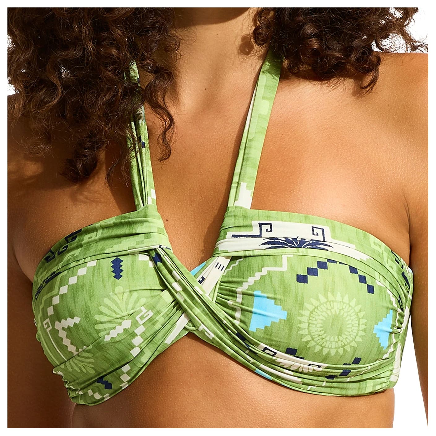Дамско бикини горнище Seafolly Women's Kasbah Halter Bandeau Bikini top - Sage
