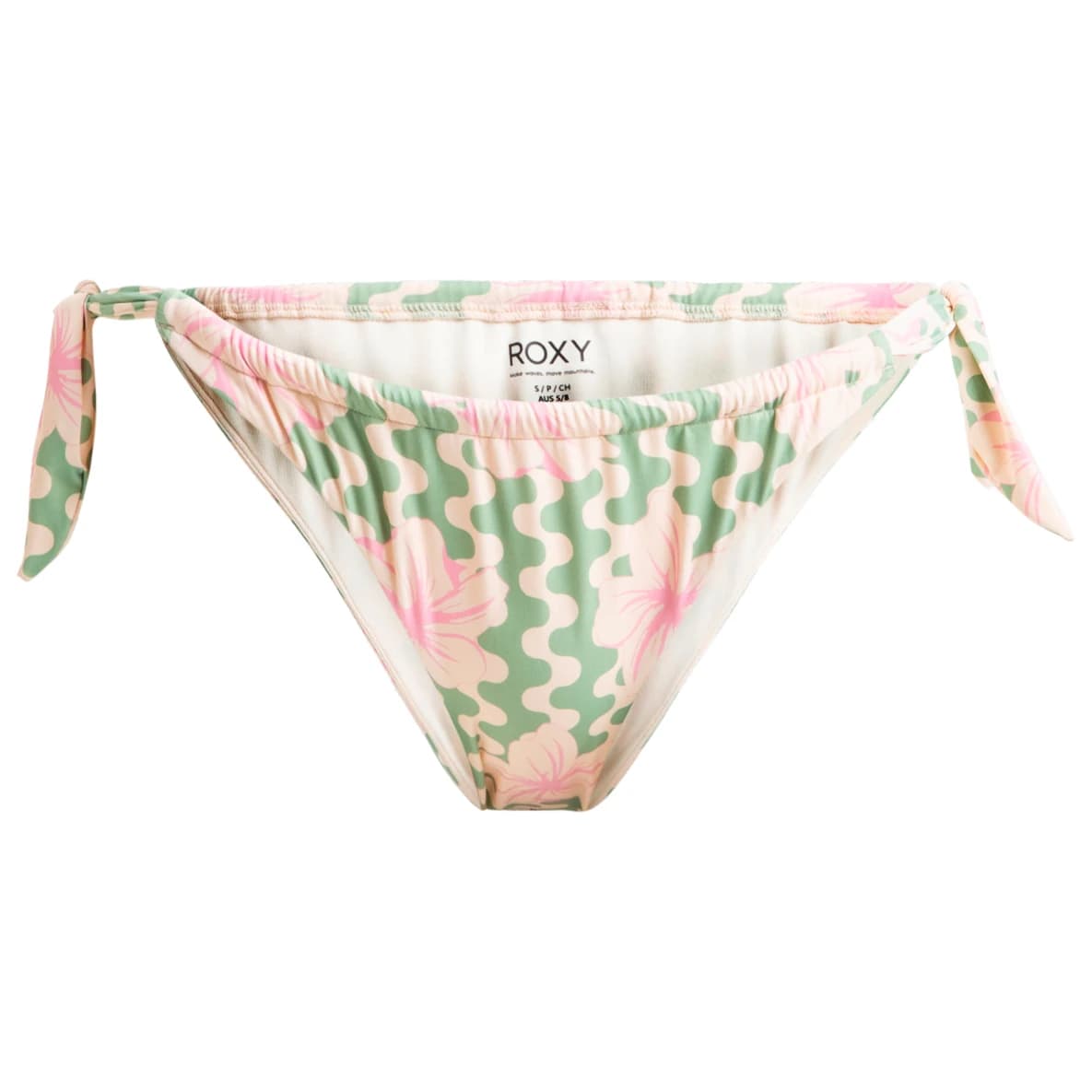 Дамско бикини долнище Roxy Women's Hibiscus Daze Ties Moderate Bikini bottom - Basil Party Waves Yw