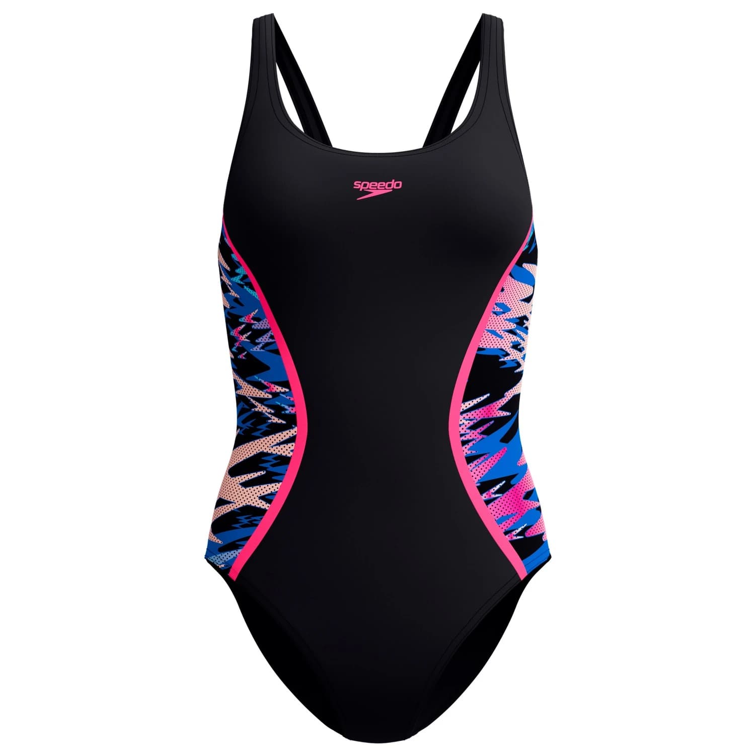 Дамски бански костюм Speedo Women's Hyperboom Splice Muscleback One Piece Swimsuit - Anthracite/Margarita Pink