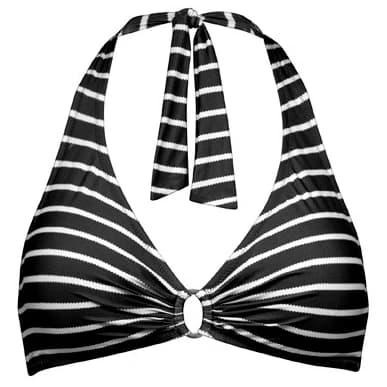 Дамско бикини горнище Lidea Women's Line Up Halter Bikini Top - Black / White