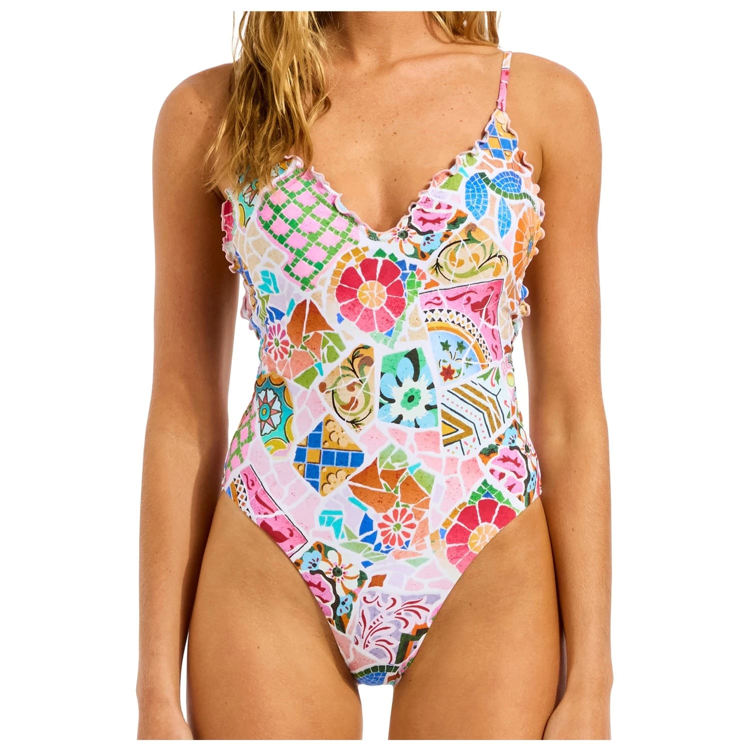 Бански костюм Seafolly Beach Bohème V Neck One Piece Swimsuit - Parfait Pink