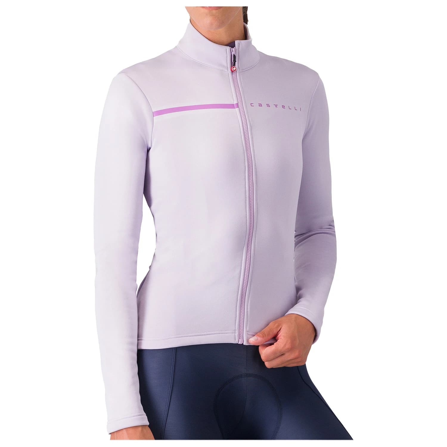 Дамска фланелка с дълъг ръкав за колоездене Castelli Women's Sinergia 2 Jersey Full Zip Cycling jersey - Purple Mist / Purple Dew