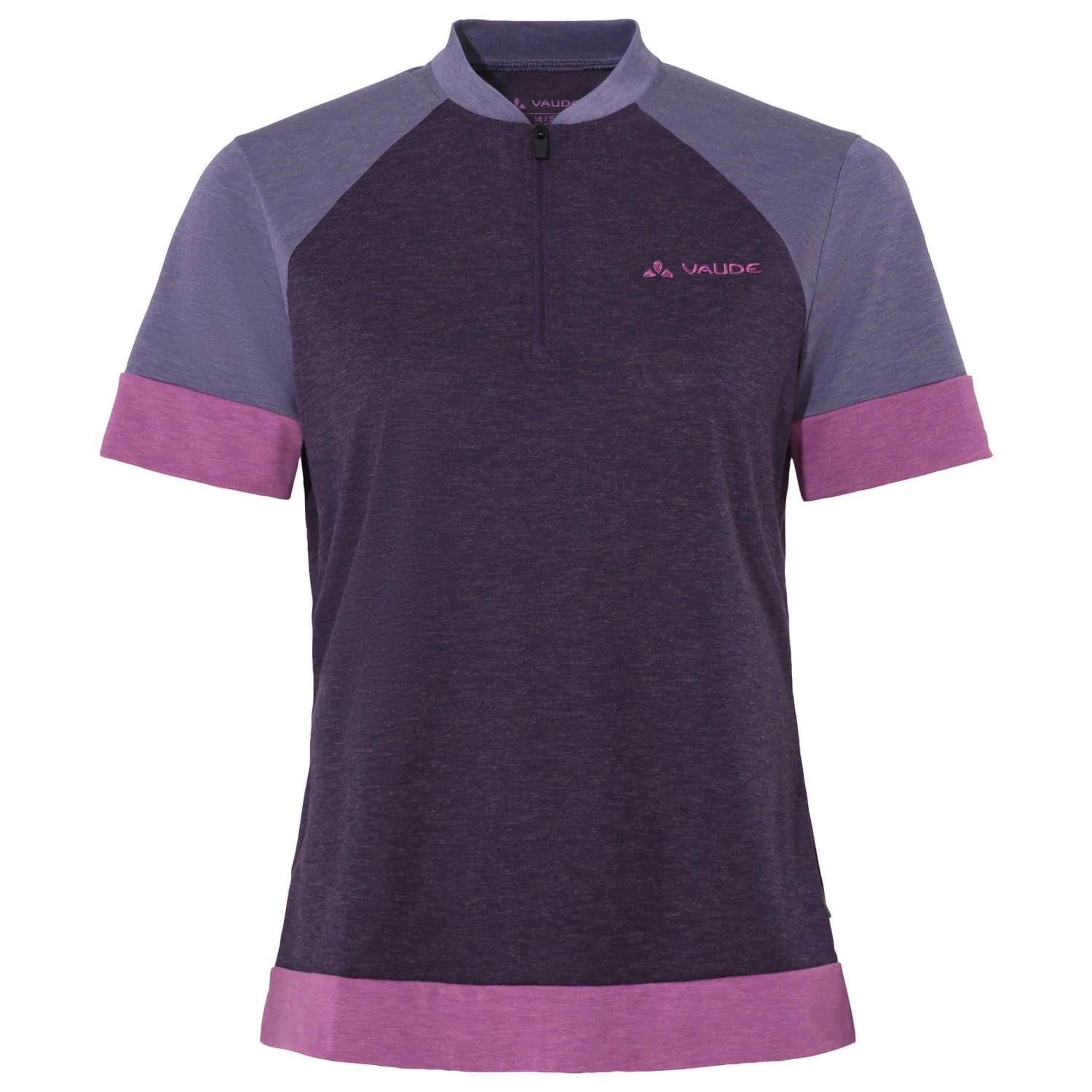 Дамска фланелка с къс ръкав за колоездене Vaude Women's Altissimo Q-Zip Shirt Cycling jersey - Eggplant