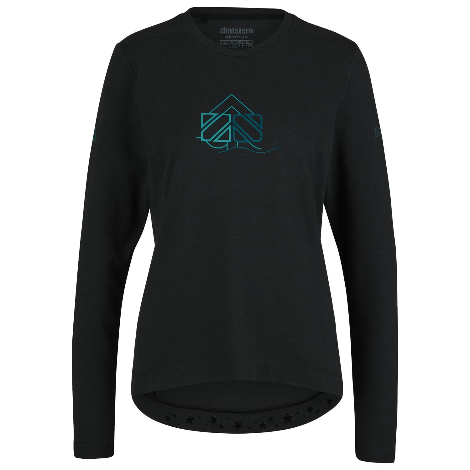 Дамска фланелка с дълъг ръкав за колоездене Zimtstern Women's EcoFlowz Shirt L/S Cycling jersey - Pirate Black