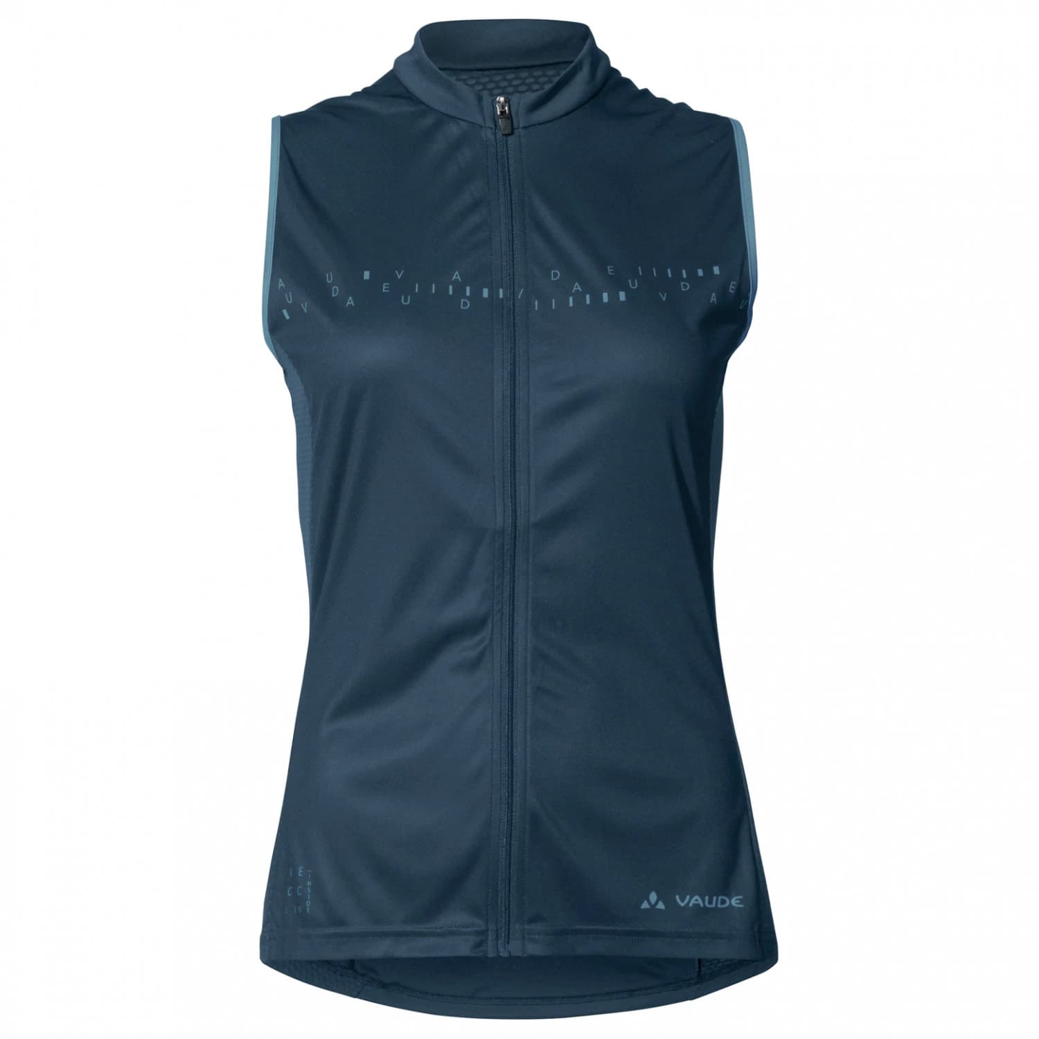 Дамски потник за колоездене Vaude Women's Posta Full Zip Tricot SL Cycling singlet - Dark Sea Uni