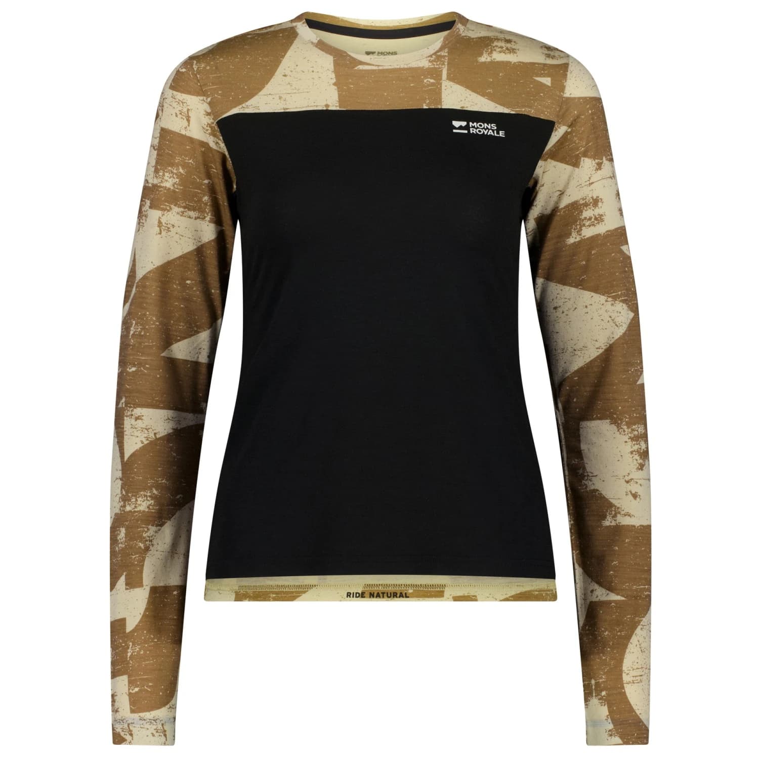 Дамска фланелка с дълъг ръкав за колоездене Mons Royale Women's Diversion Merino Bike Jersey L/S Cycling jersey - MR Grunge / Black