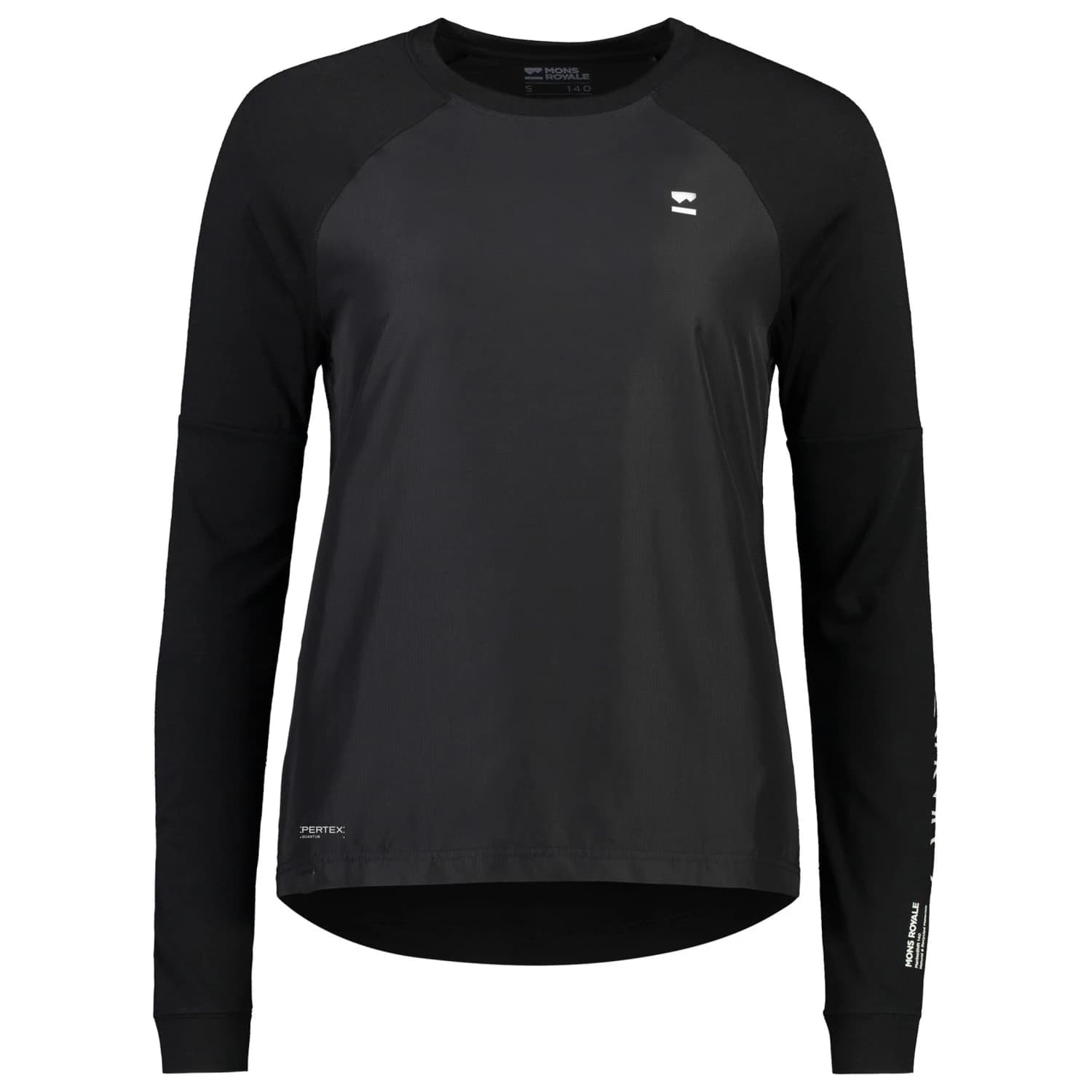 Дамска фланелка с дълъг ръкав за колоездене Mons Royale Women's Tarn Merino Bike Wind Jersey Cycling jersey - Black