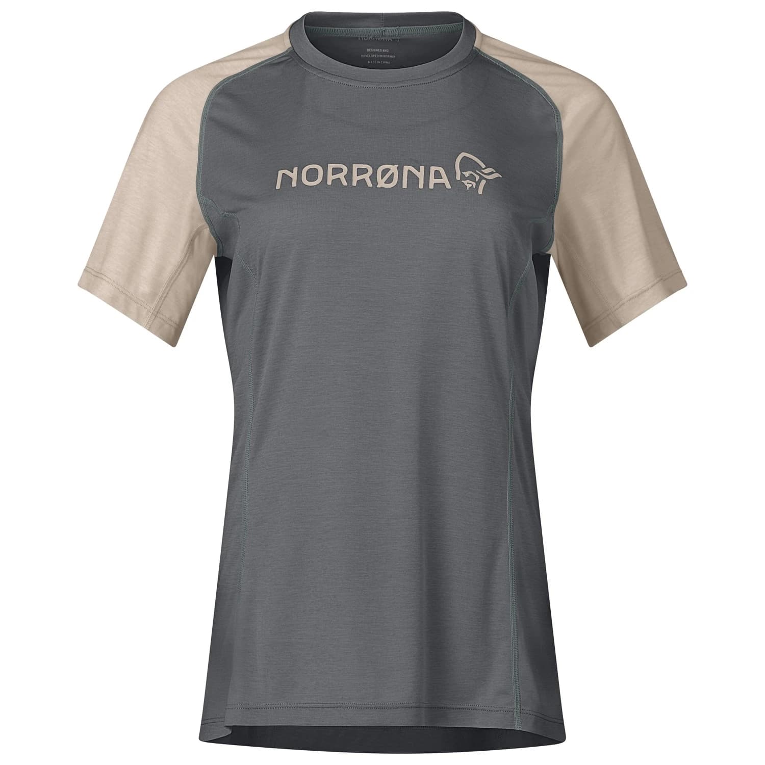 Дамска фланелка с къс ръкав за колоездене Norrøna Women's Fjørå Equaliser Lightweight T-Shirt Cycling jersey - Beluga / Winter Twig