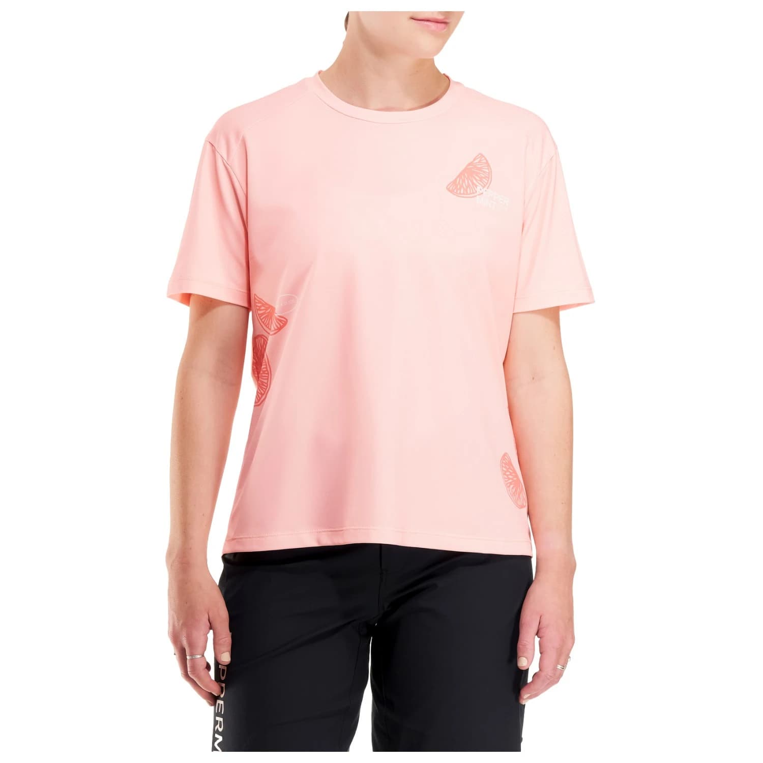 Дамска фланелка с къс ръкав за колоездене PEPPERMINT Women's Trail Short Sleeve Jersey Cycling jersey - Grapefruit