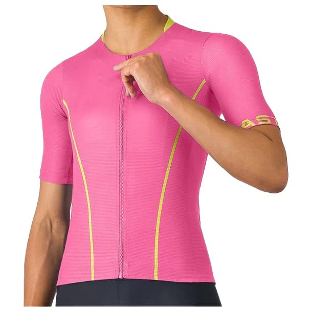 Дамска фланелка с къс ръкав за колоездене Castelli Women's Anima Flow Jersey Cycling jersey - Rosa Giro / Mango Mojito