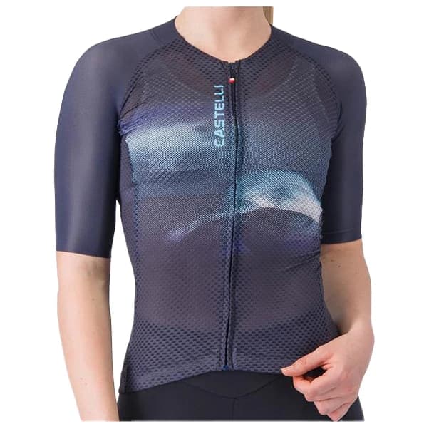 Дамска фланелка с къс ръкав за колоездене Castelli Women's Climber's A/C Jersey Cycling jersey - Belgian Blue / Neon Cobalt-Silve