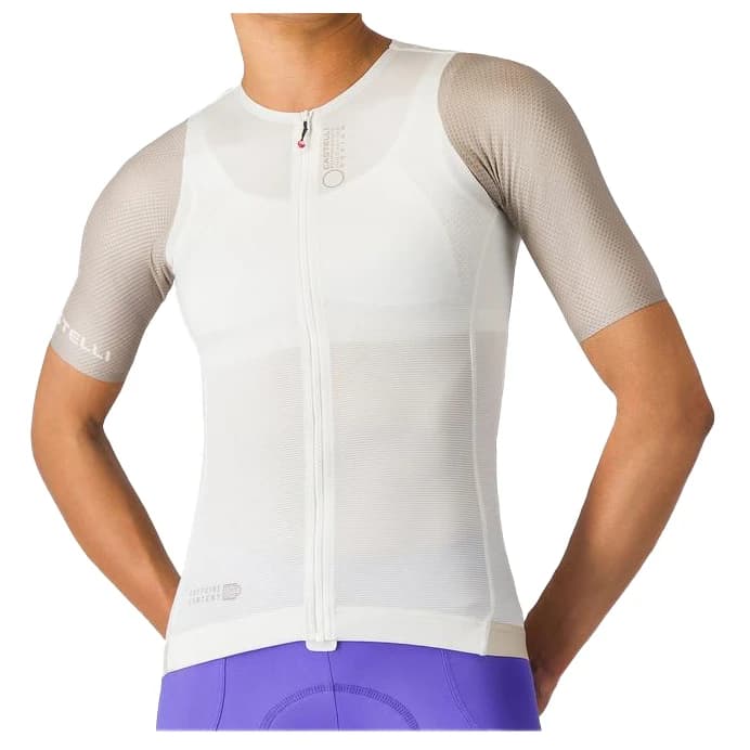 Дамска фланелка с къс ръкав за колоездене Castelli Women's Corretto Jersey Cycling jersey - Ivory / Clay-Black