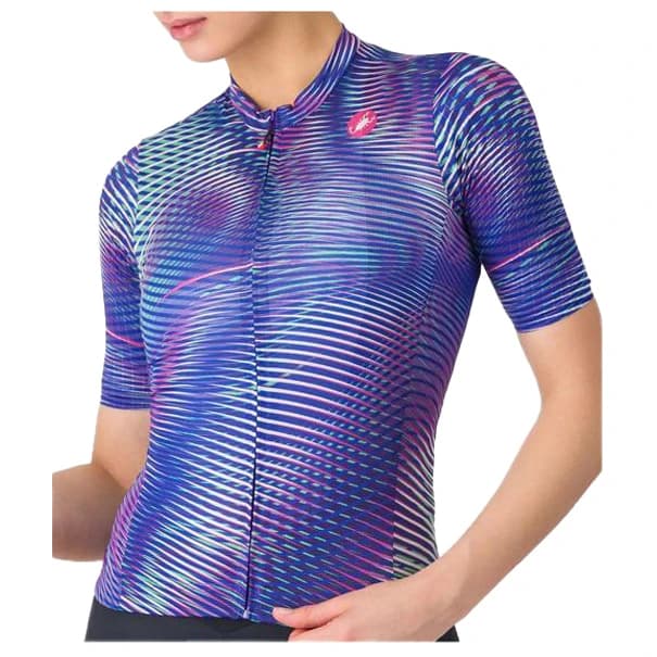 Дамска фланелка с къс ръкав за колоездене Castelli Women's Cosmic Vortex Jersey Cycling jersey - Multicolor Ultraviolet Rose