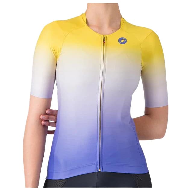 Дамска фланелка с къс ръкав за колоездене Castelli Women's UPF Jersey Cycling jersey - Mango Mojito / Ultraviolet