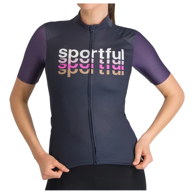 Дамска фланелка с къс ръкав за колоездене Sportful Women's Supergiara Logo 2 Jersey Cycling jersey - Galaxy Blue