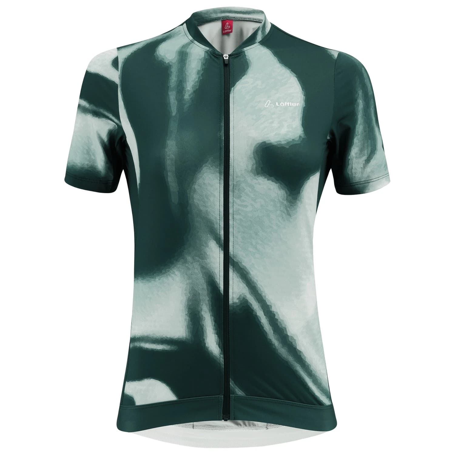 Дамска фланелка с къс ръкав за колоездене Löffler Women's Bike Jersey Full-Zip PSY Mid Cycling jersey - Forest