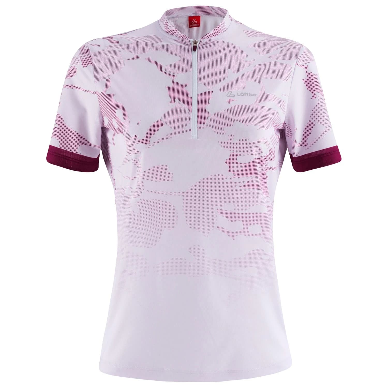 Дамска фланелка с къс ръкав за колоездене Löffler Women's Bike Shirt Half-Zip Illusion Cycling jersey - Orchid