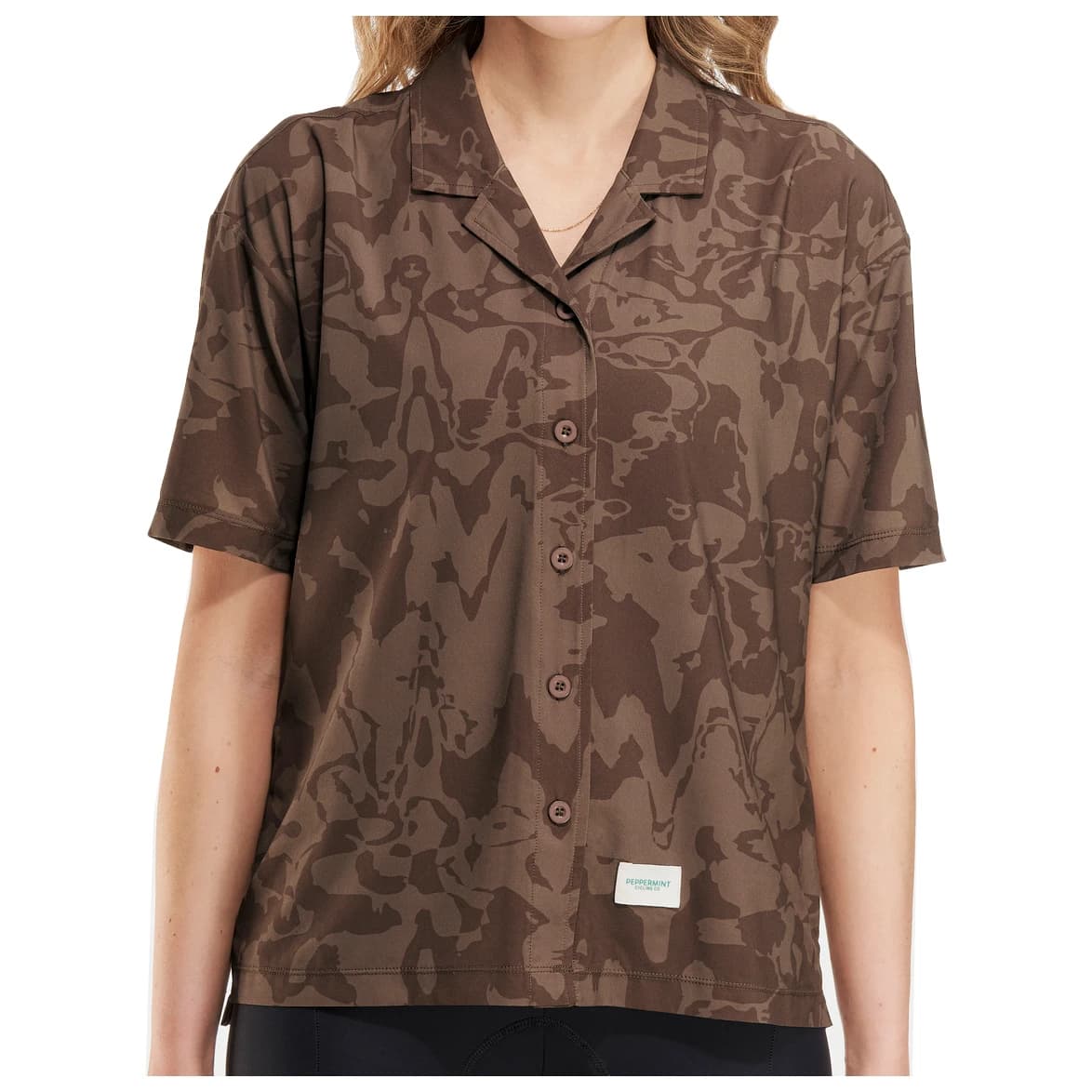 Дамска фланелка с къс ръкав за колоездене PEPPERMINT Women's Signature Lightweight Shirt Cycling jersey - Jam Cacao