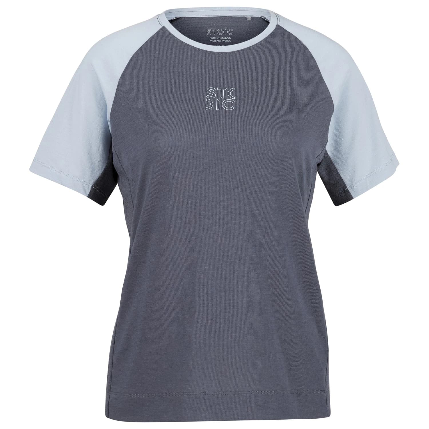 Дамска фланелка с къс ръкав за колоездене Stoic Women's PerformanceMerino LofsdalenSt. MTB S/S Cycling jersey - Sky Blue / Ink Grey