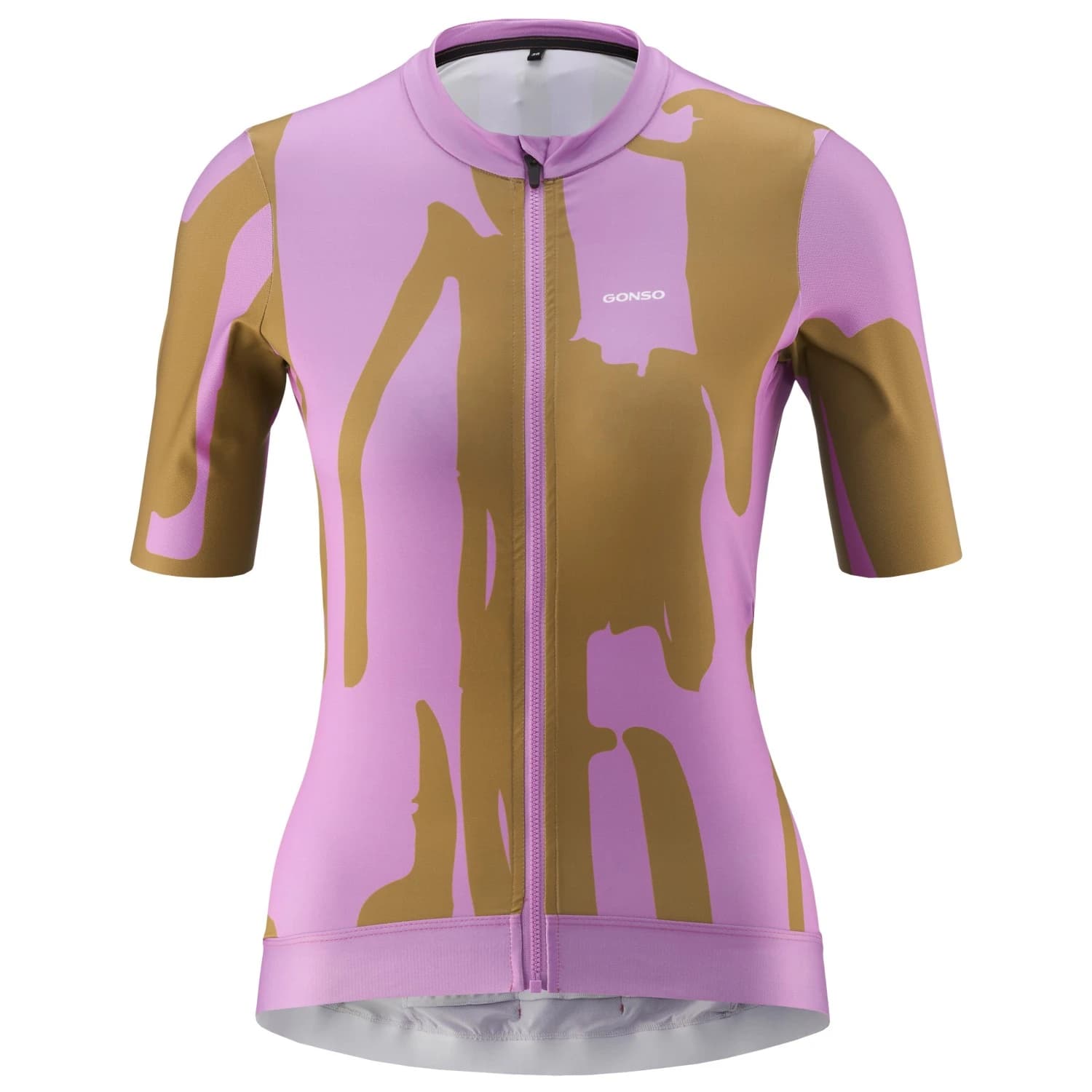 Дамска фланелка с къс ръкав за колоездене Gonso Women's Road Jersey Print Cycling jersey - Wisteria Bloom / Baked Pretzel