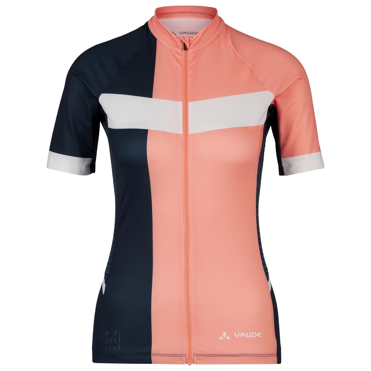 Дамска фланелка с къс ръкав за колоездене Vaude Women's Posta FZ Tricot Cycling jersey - Peach