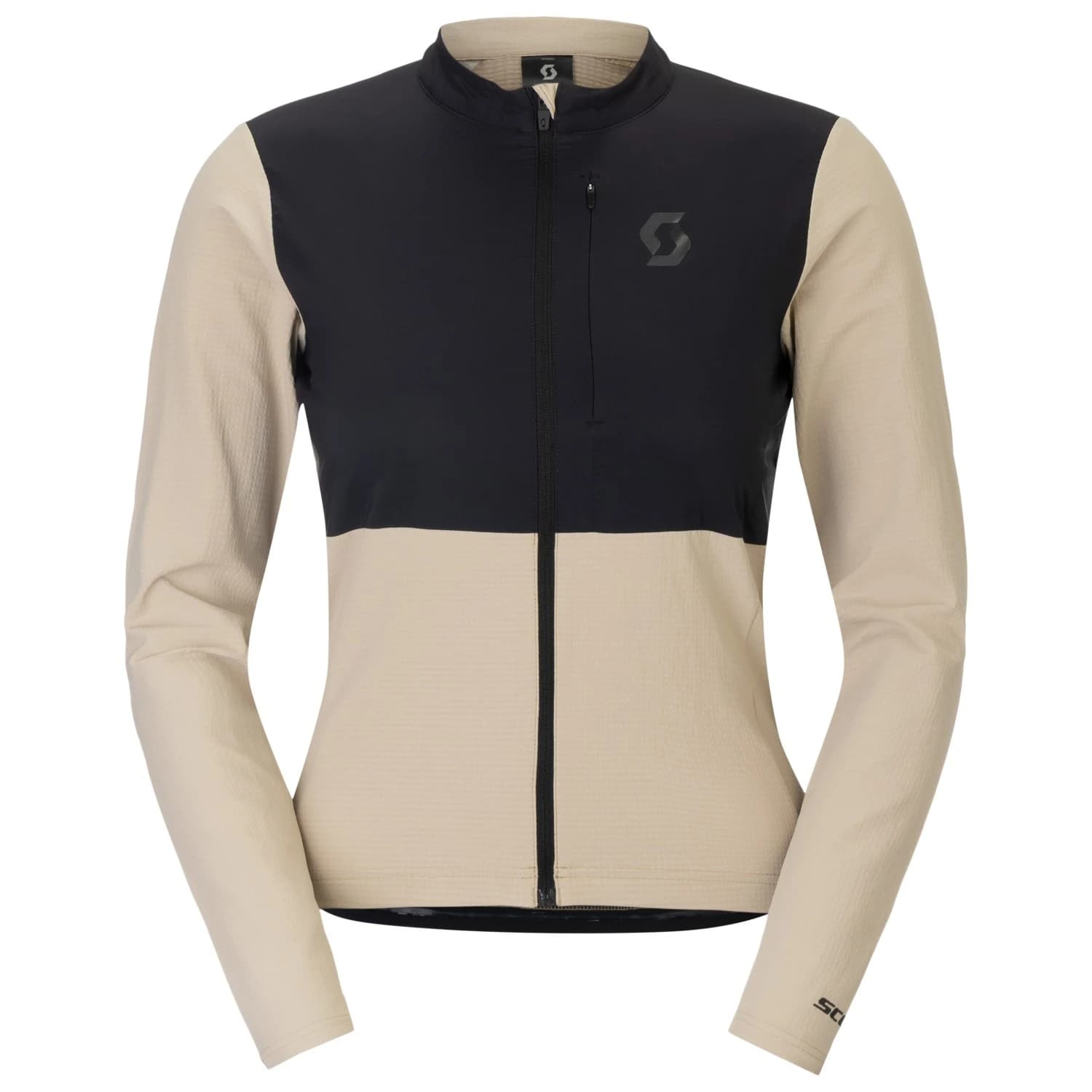 Фланелка с дълъг ръкав за колоездене Scott Women's Jersey Endurance Warm L/S Cycling jersey - Portobello Beige / Black