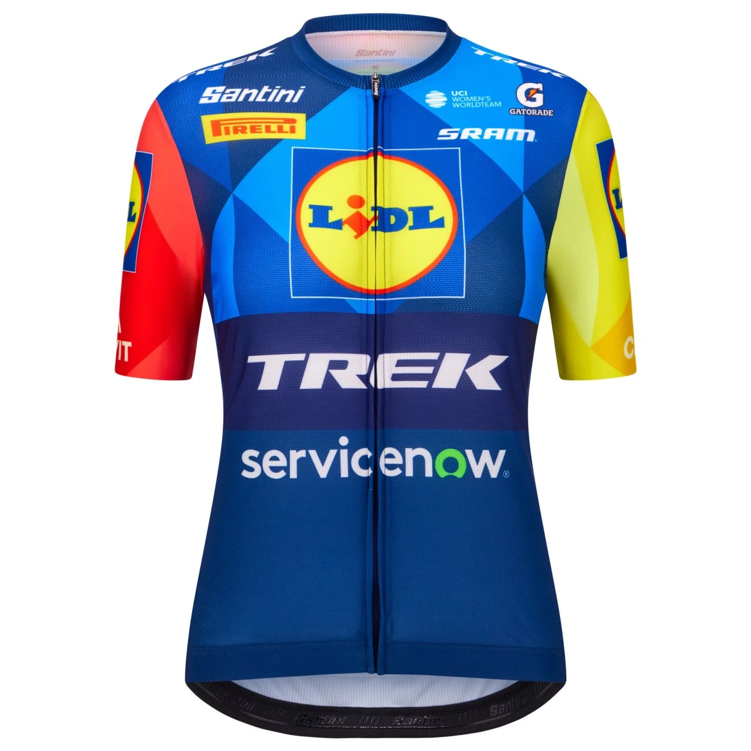 Дамска фланелка с къс ръкав за колоездене Santini Women's Lidl Trek Jersey Cycling jersey - Print