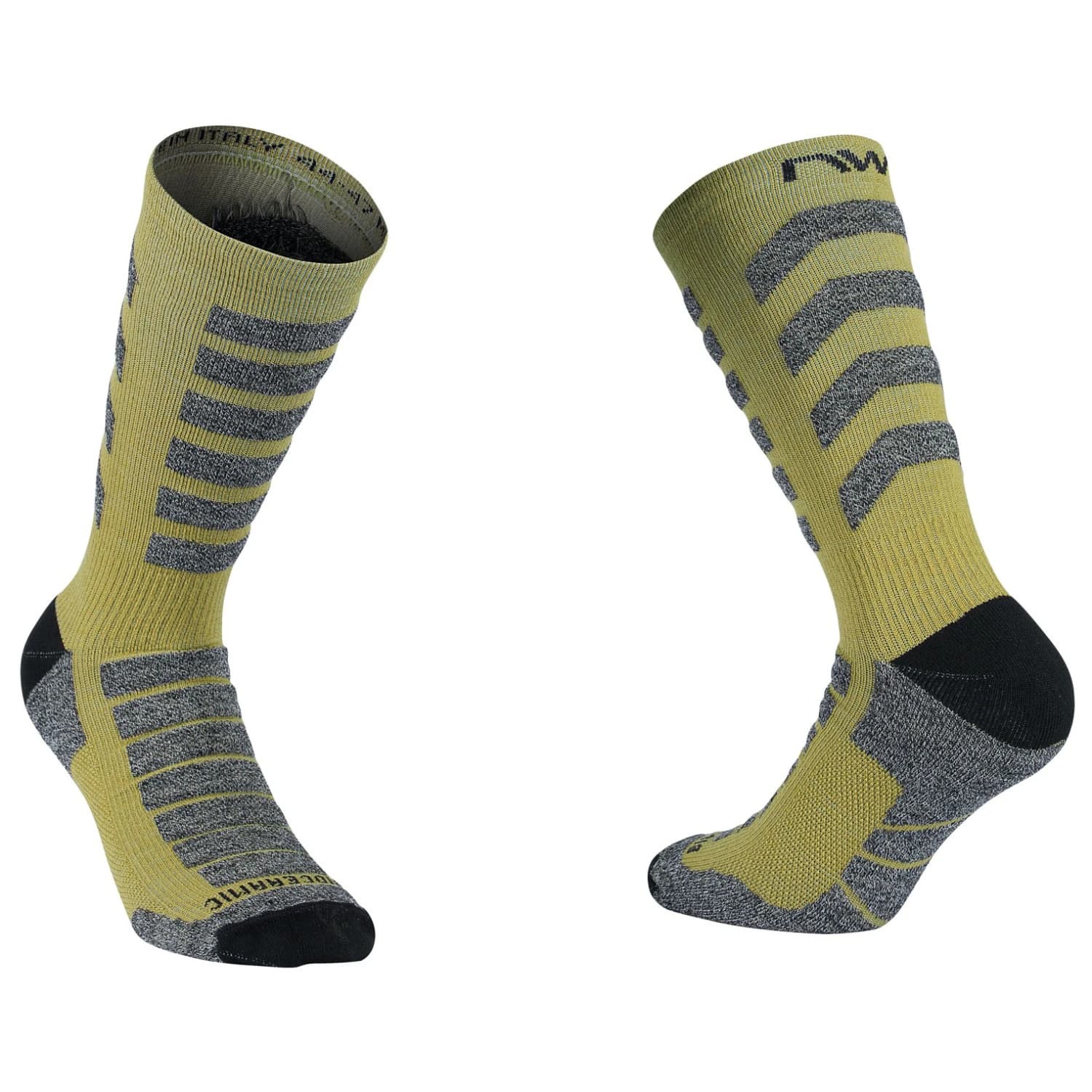 Чорапи за колоездене Northwave Husky Ceramic High Sock Cycling socks - Green Khaki