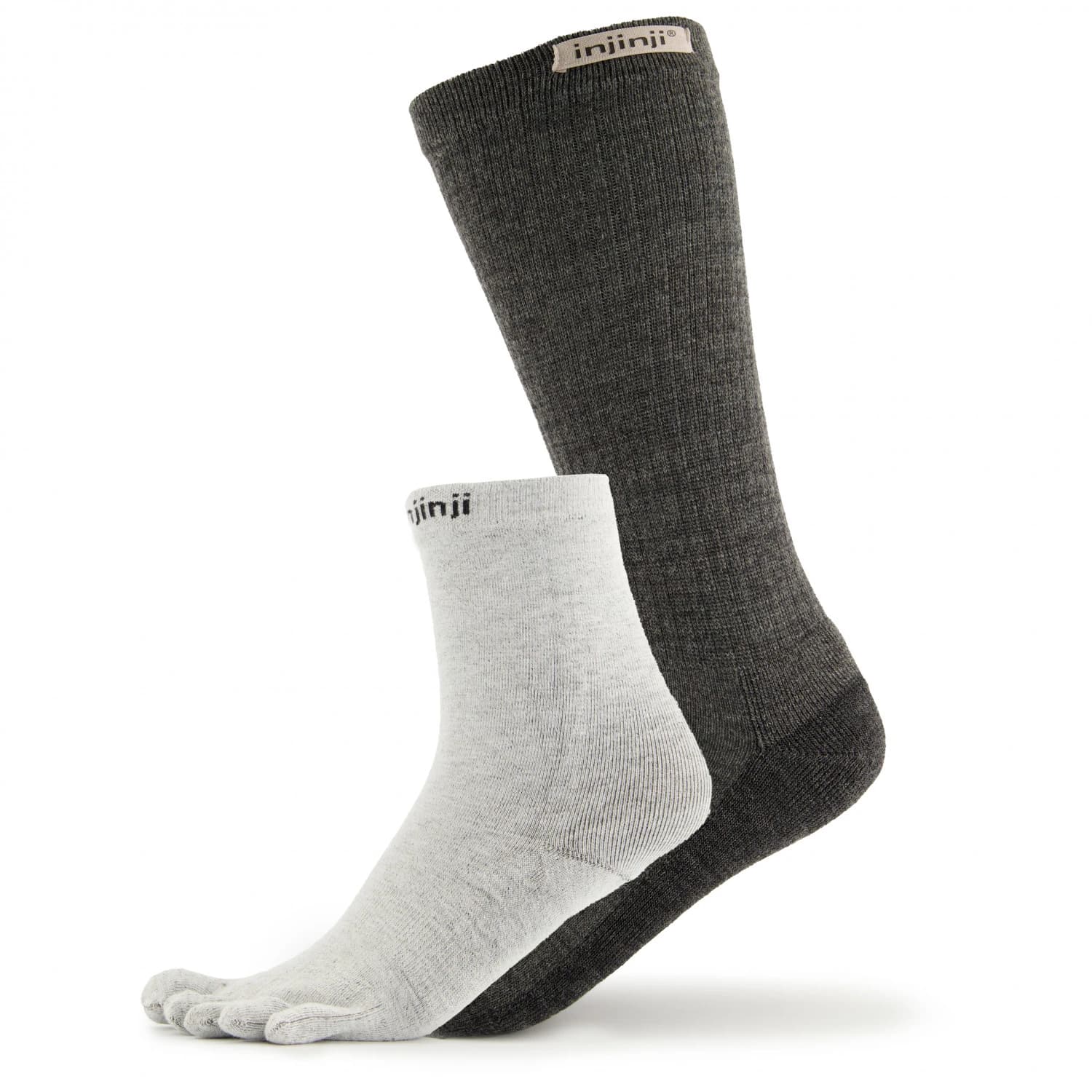Туристически чорапи Injinji Liner+Hiker Walking socks - Charcoal / Heather Grey