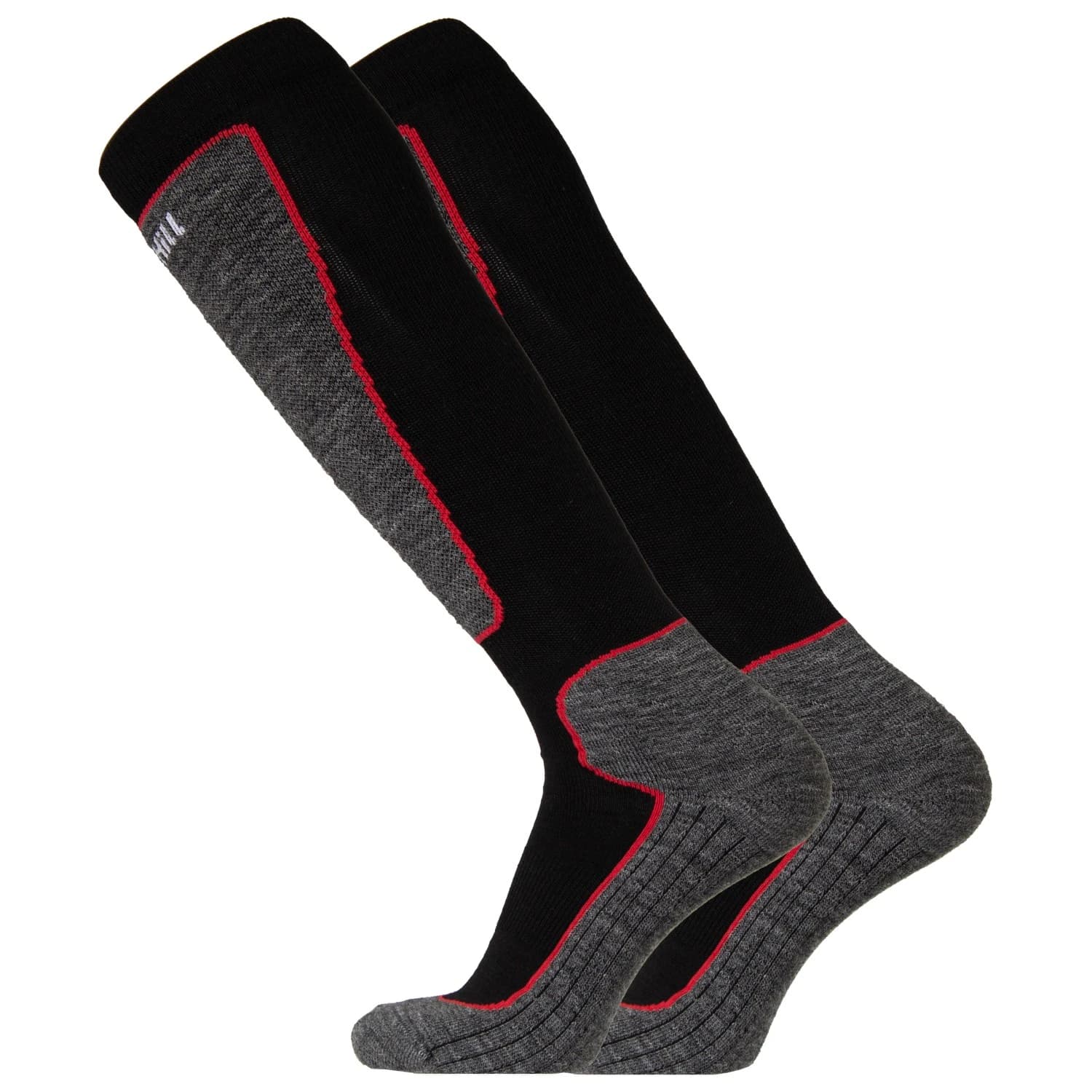 Ски чорапи UphillSport Valta Alpine Ski 4-Layer Shin Cushioned M5 Merino Ski socks - Black /Grey / Red