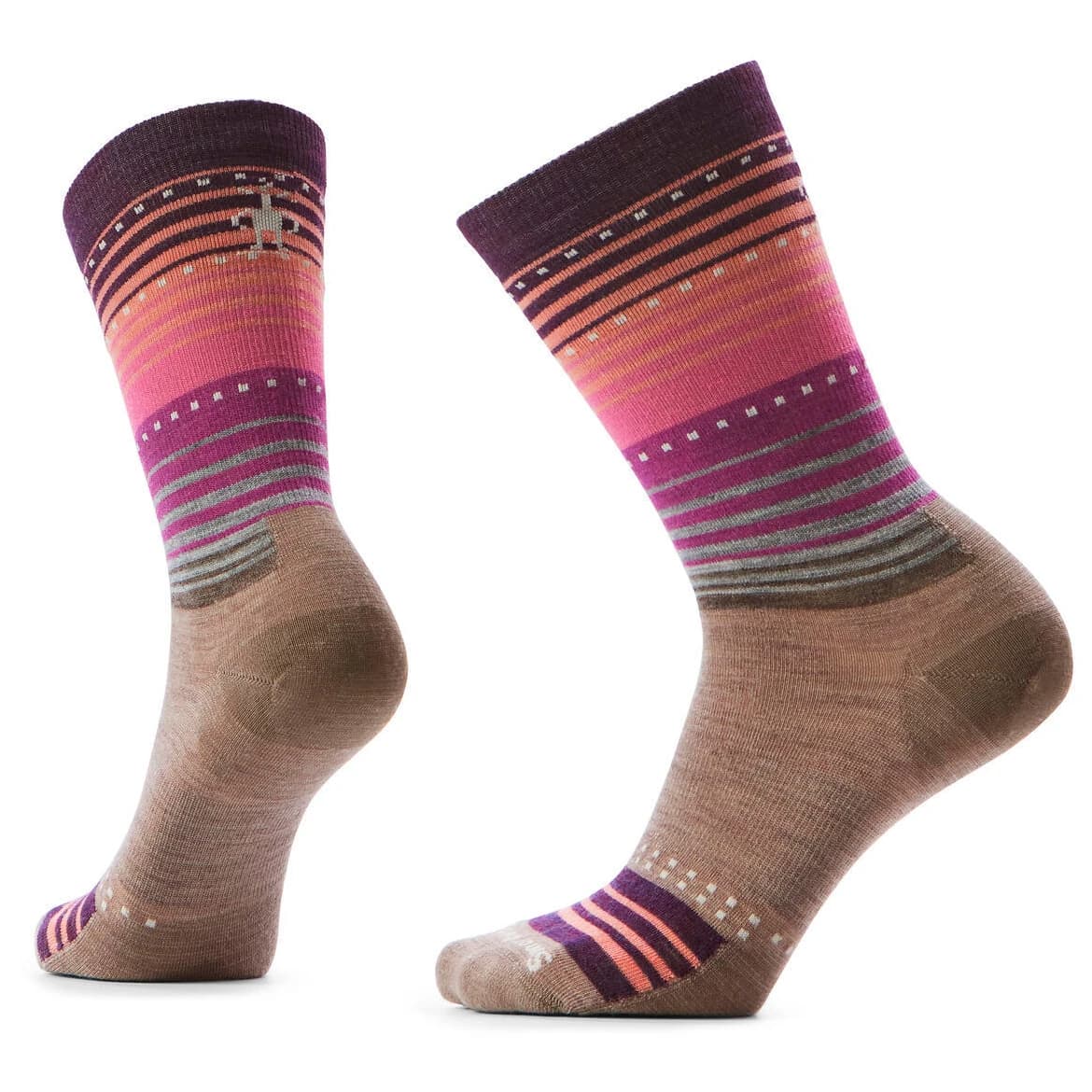 Спортни чорапи Smartwool Everyday Stitch Stripe Crew Sports socks - Fossil / Purple