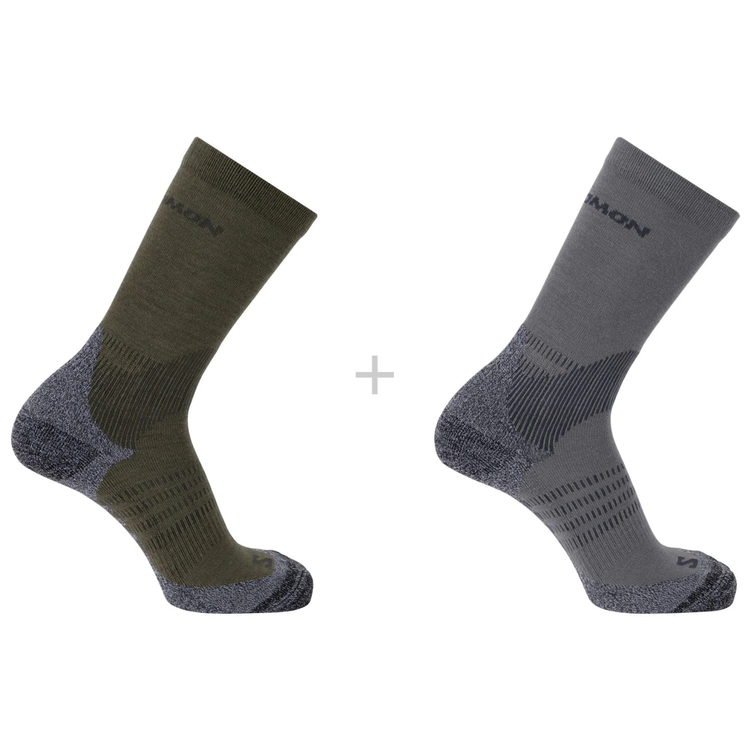 Туристически чорапи Salomon X Ultra Access Crew 2-Pack Walking socks - Excalibur / Olive Night
