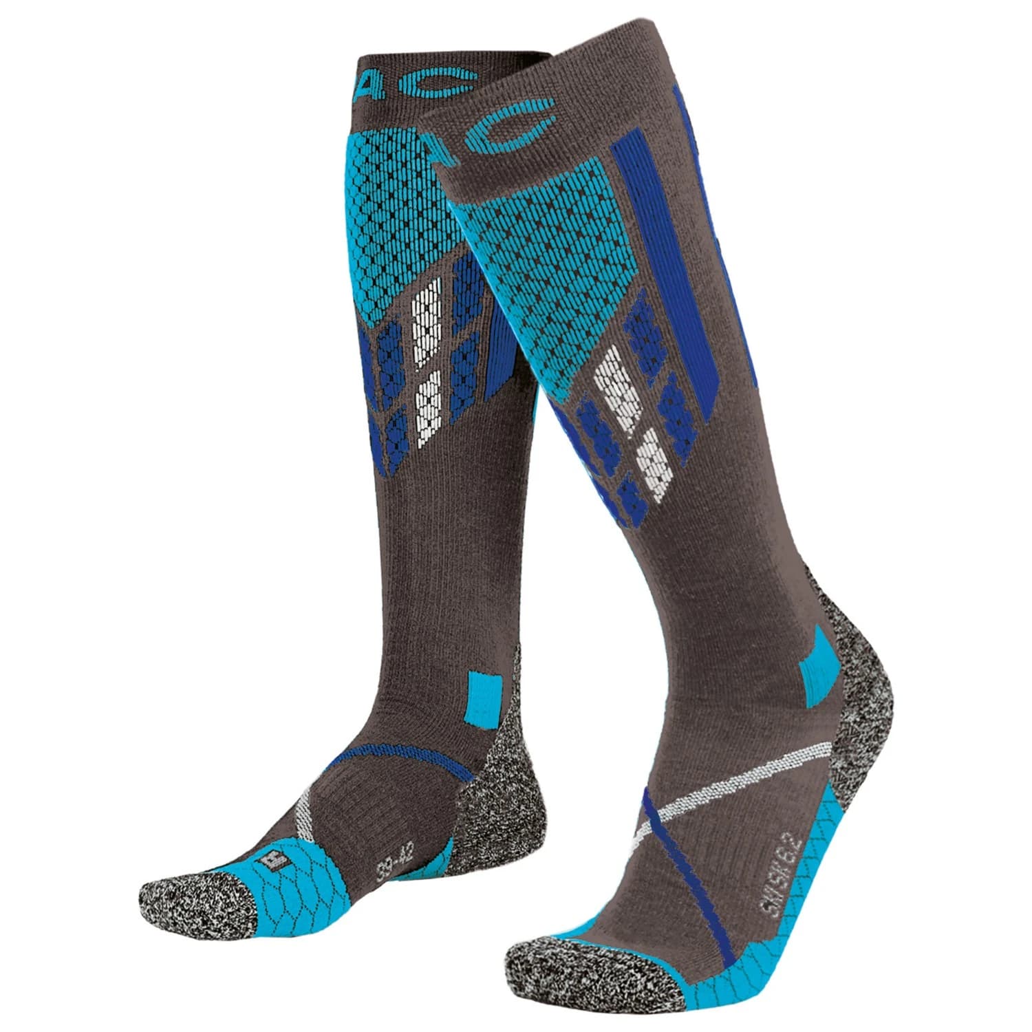 Ски чорапи P.A.C. Women's SK 6.2 Merino Technical Pro Ski socks - Grey / Blue