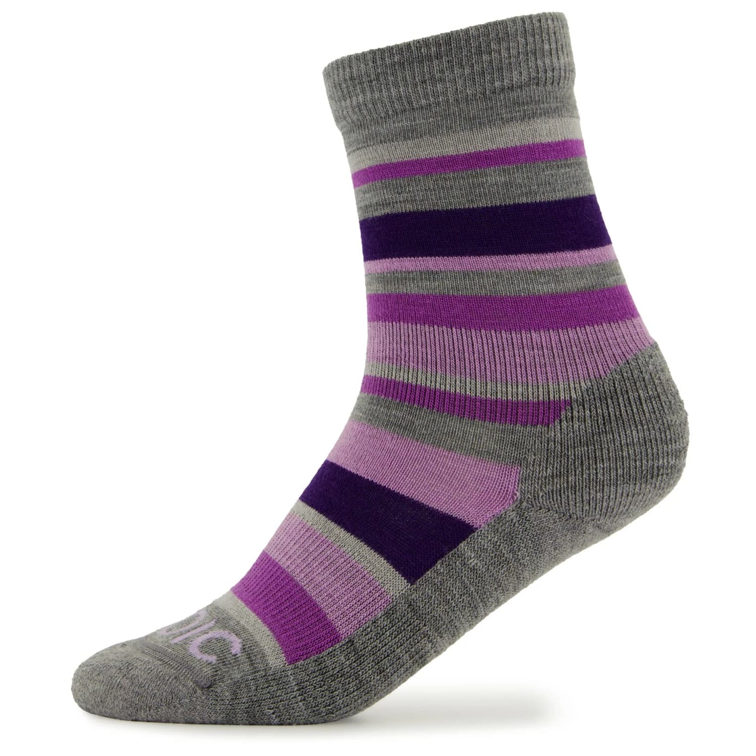 Детски туристически чорапи Stoic Kid's Merino Trekking Crew Socks Stripes Walking socks - Grey / Purple