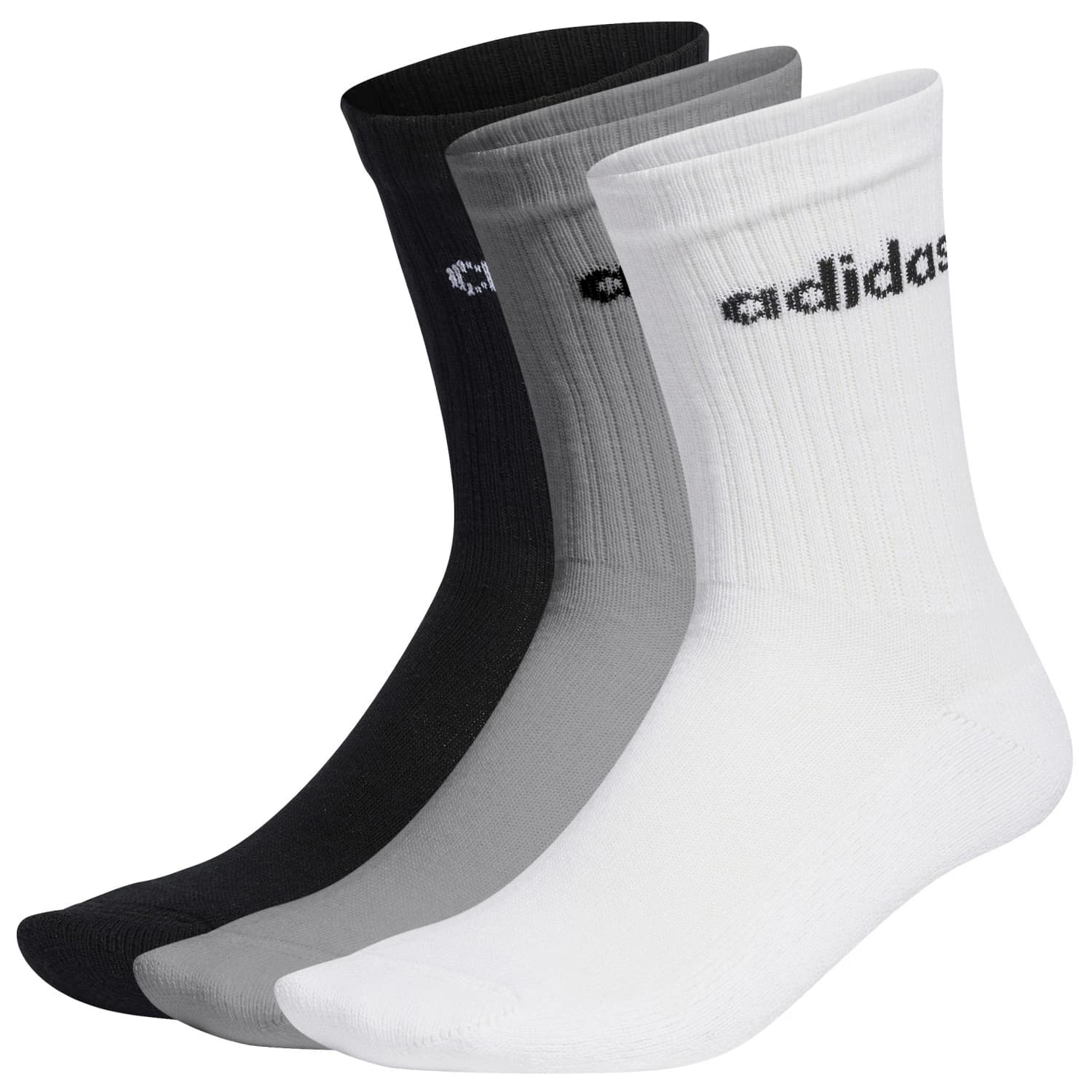 Спортни чорапи adidas Cushioned Linear Crew 3-Pack Sports socks - Medium Grey Heather / White / Black