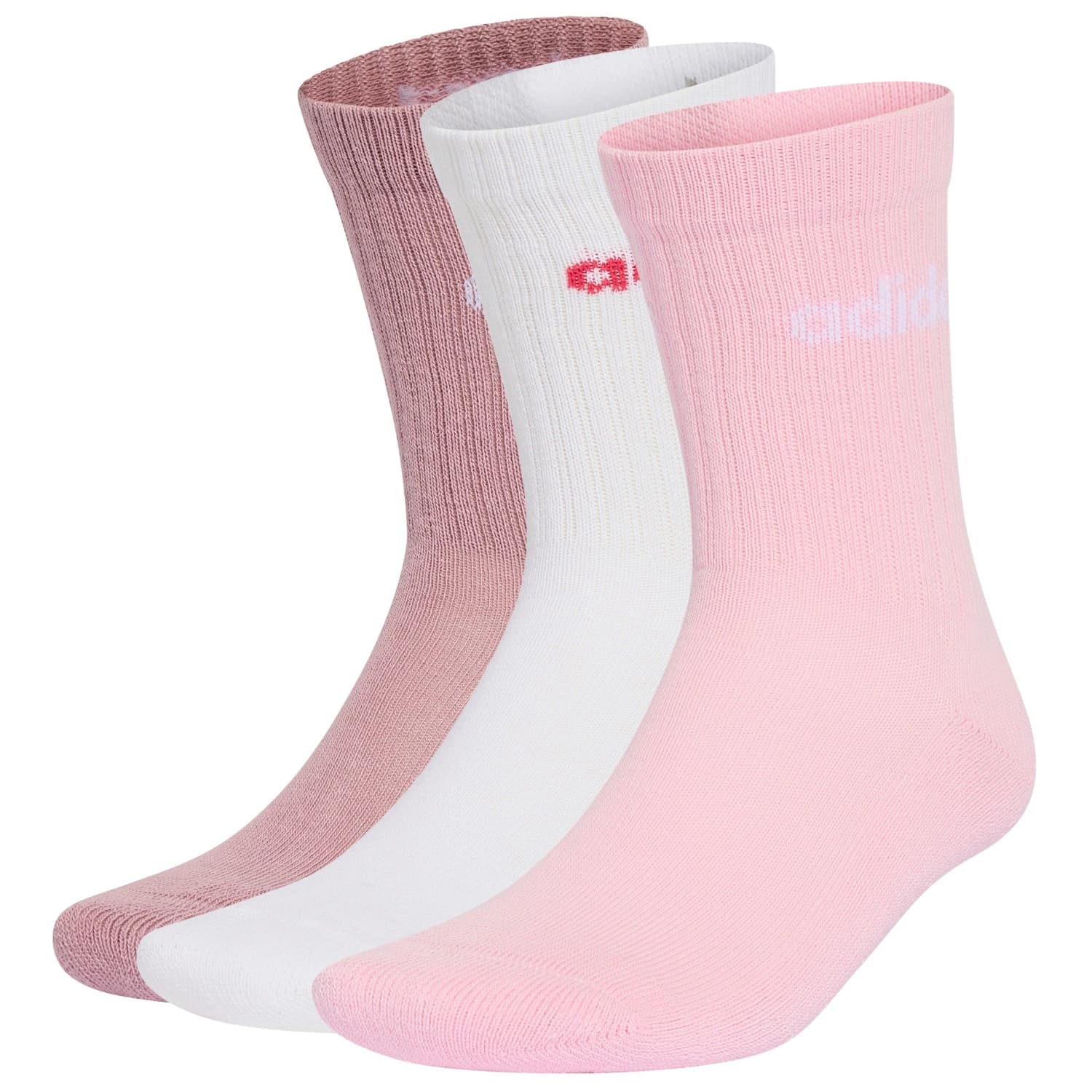 Спортни чорапи adidas Cushioned Linear Crew 3-Pack Sports socks - Magic Mauve / White / Clear Pink