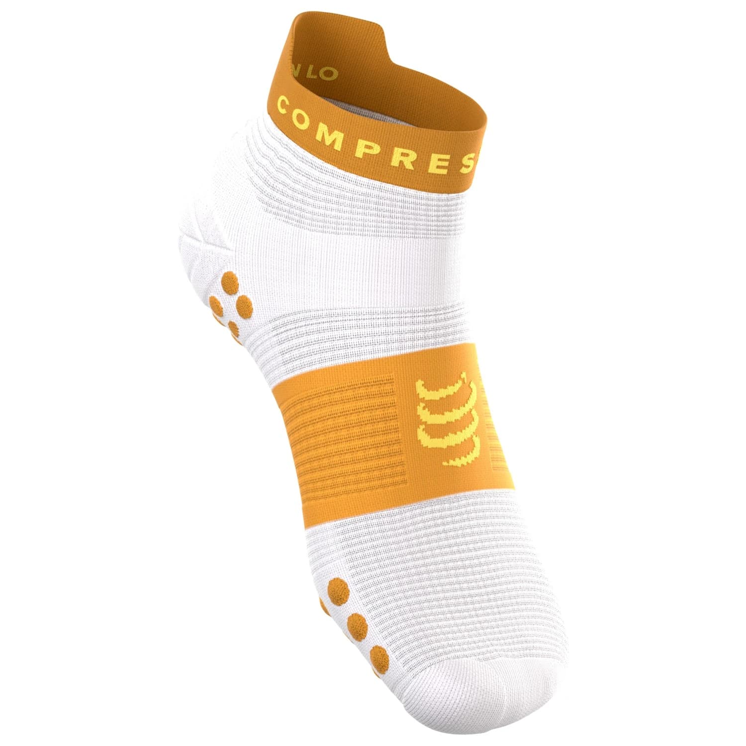 Чорапи за бягане Compressport Pro Racing Socks V4.0 Run Low Running socks - White / Sunflower / Super Lemon