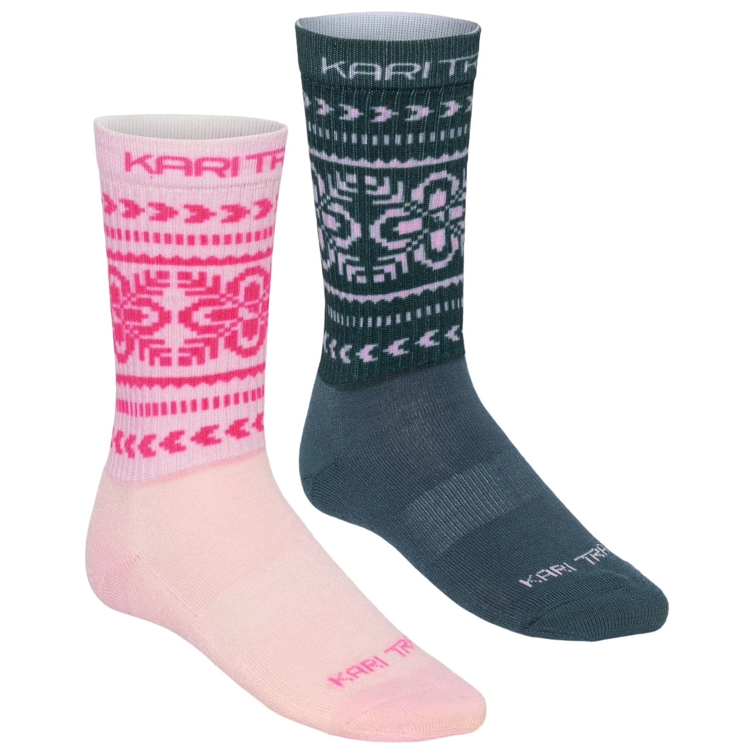 Дамски мериносови чорапи Kari Traa Women's Puffin Sock 2 Pack Merino socks - Pink Frost