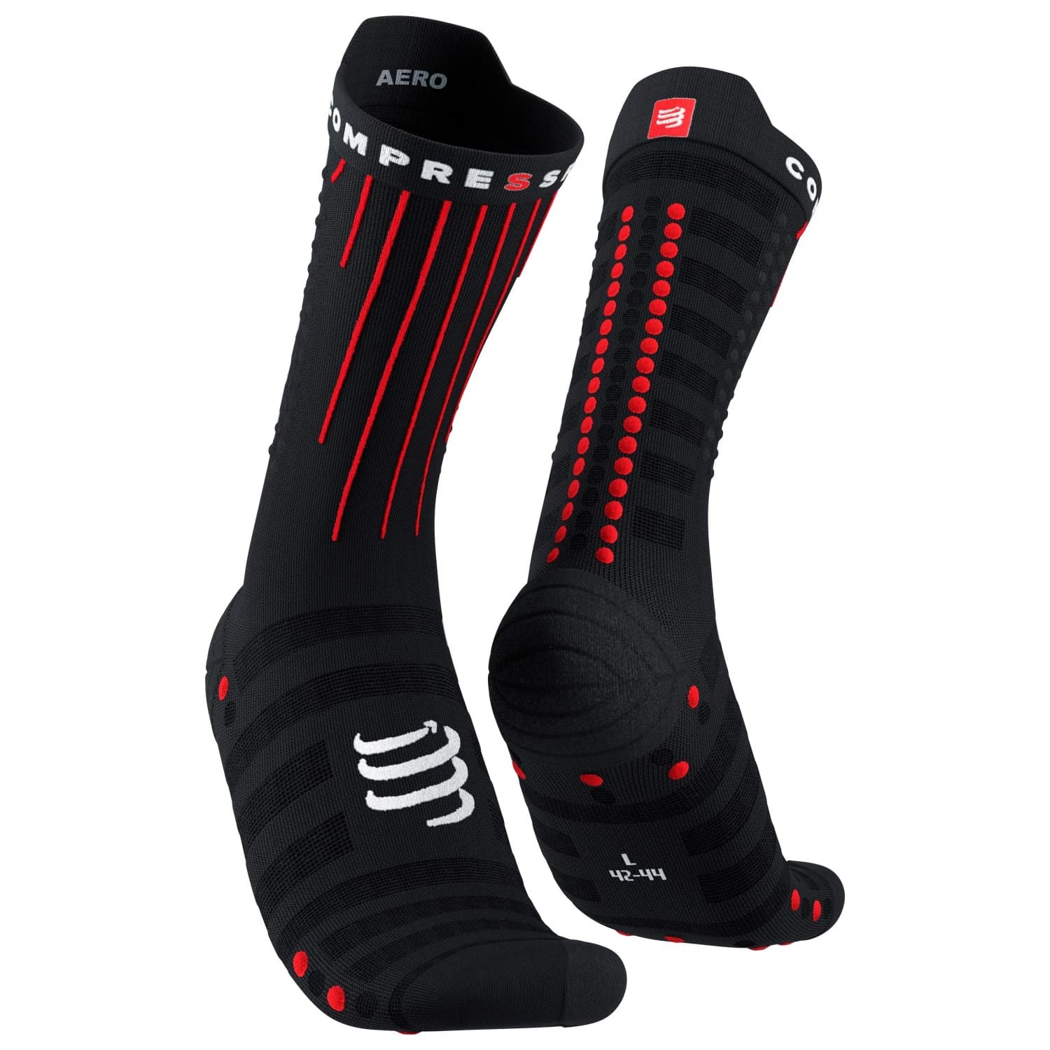 Чорапи за колоездене Compressport Aero Socks Cycling socks - Black / Red