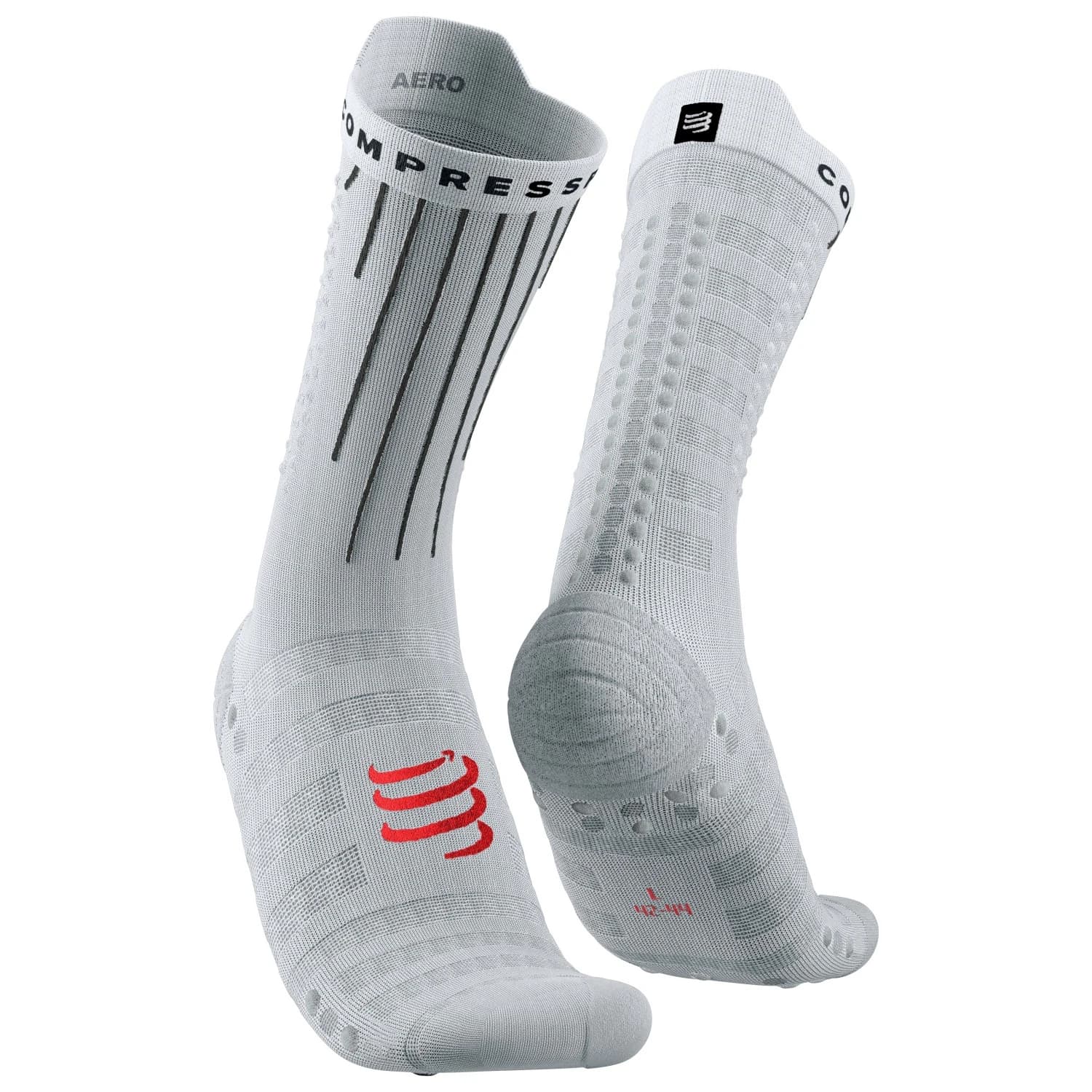 Чорапи за колоездене Compressport Aero Socks Cycling socks - White / Fluo Red