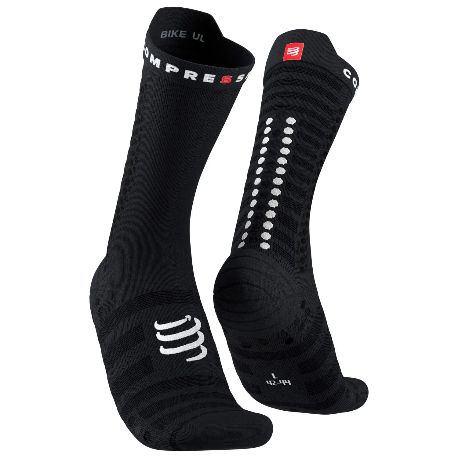 Чорапи за колоездене Compressport Pro Racing Socks V4.0 Ultralight Bike Cycling socks - Black / White