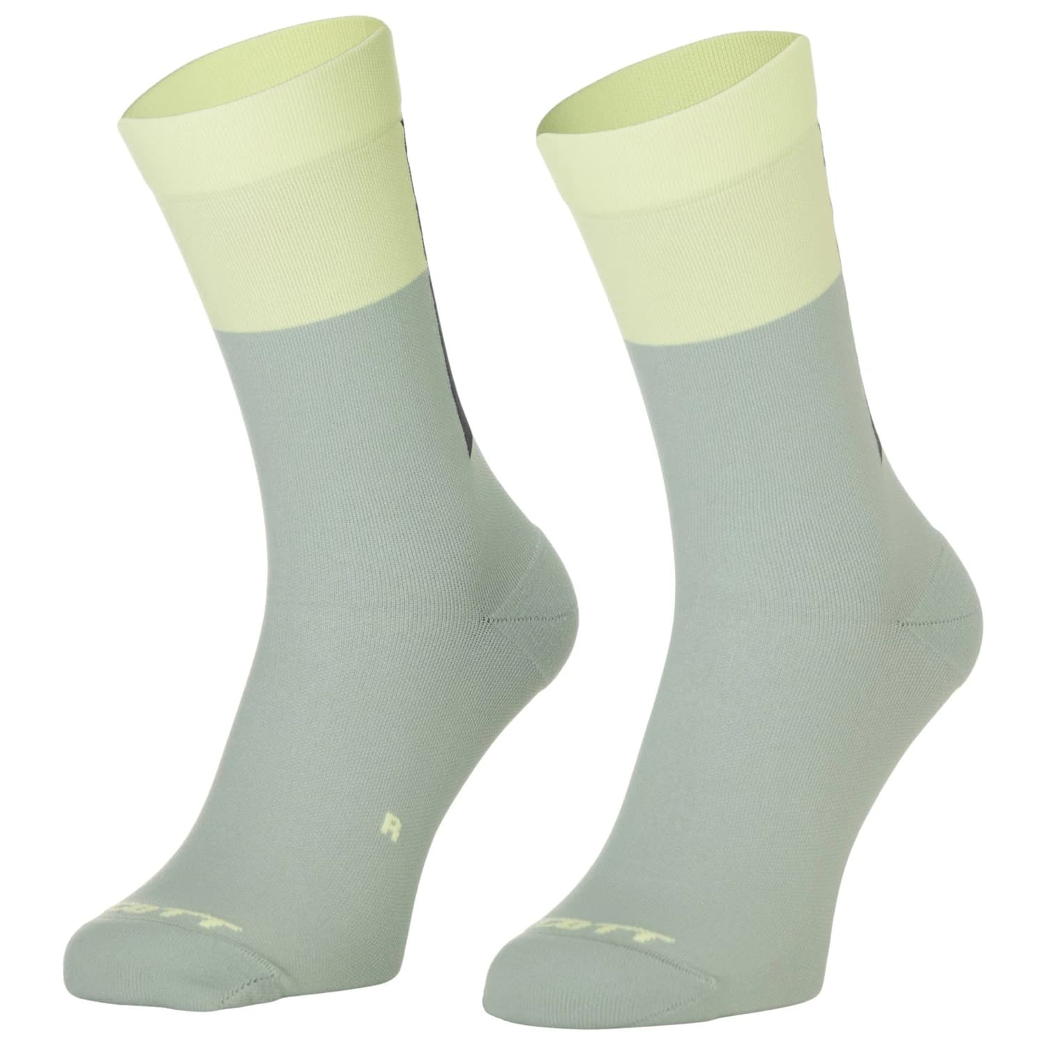 Чорапи за колоездене Scott Block Stripe Crew Cycling socks - Spray Grey / Acid Yellow