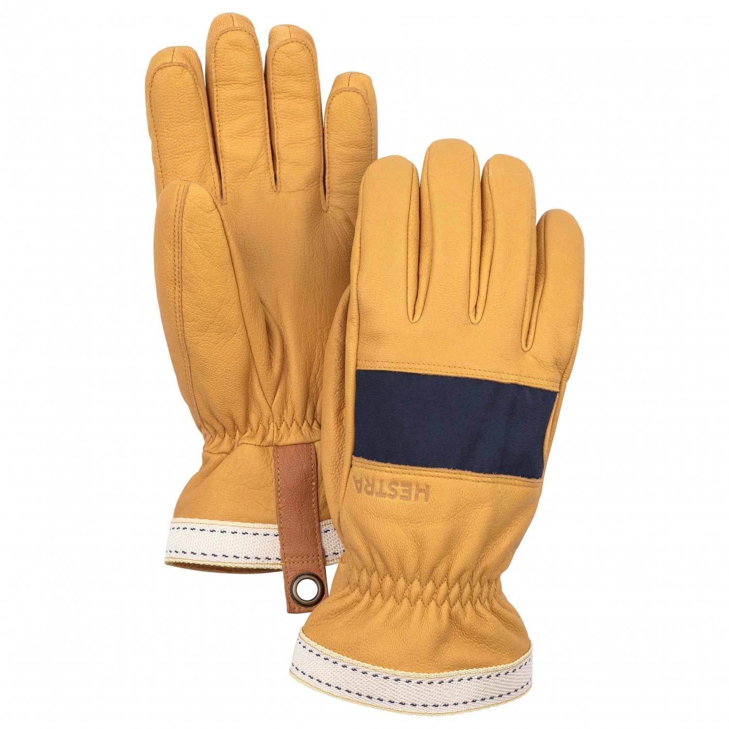 Ръкавици Hestra Njord 5 Finger Gloves - Navy / Natural Brown
