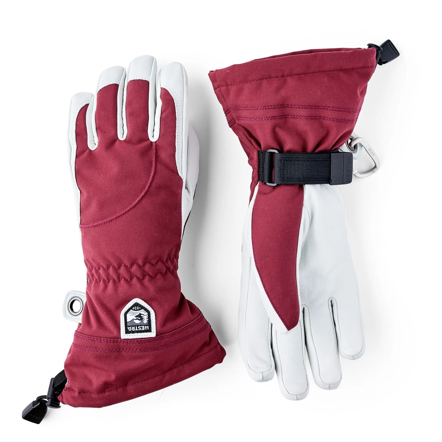 Ръкавици Hestra Women's Heli Ski 5 Finger Gloves - Bordeaux / Off-White