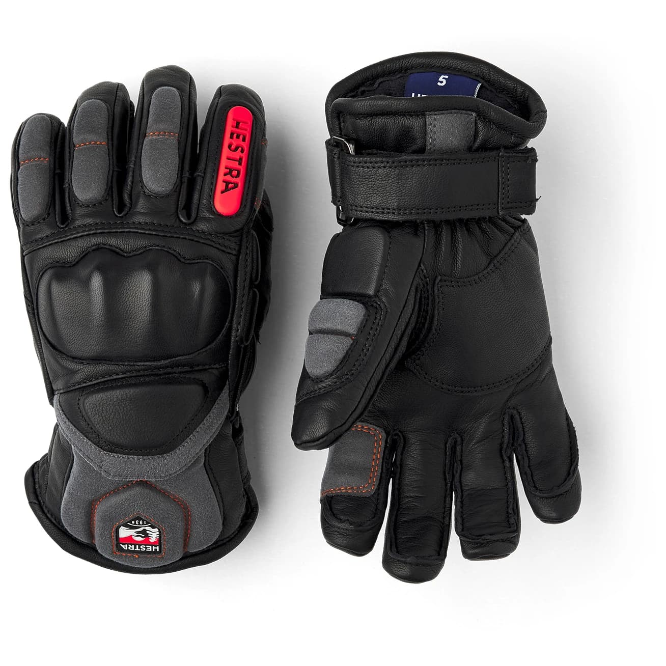 Детски ръкавици Hestra Kid's Impact Racing 5 Finger Gloves - Black / Flame Red