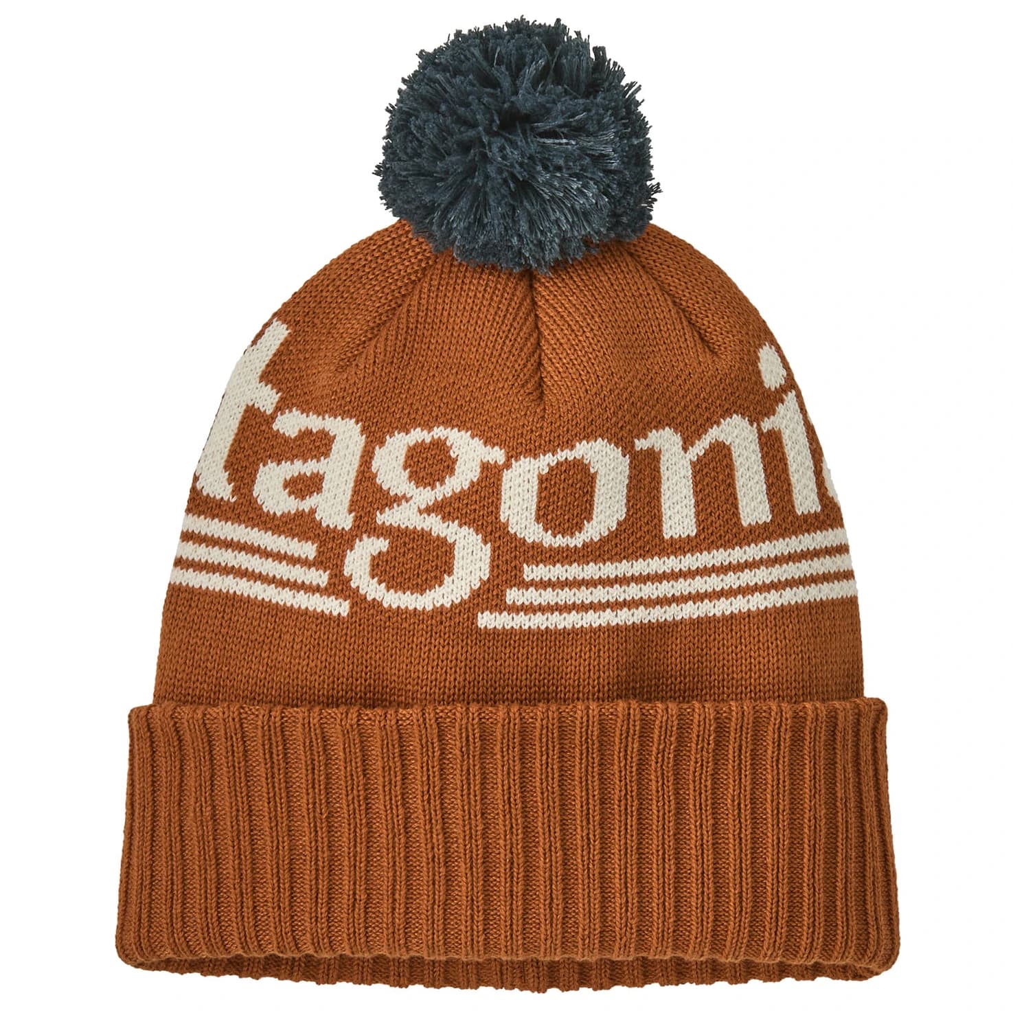Зимна шапка (beanie) Patagonia Powder Town Beanie - Hut Tripper Logo: Cinnamon Brown